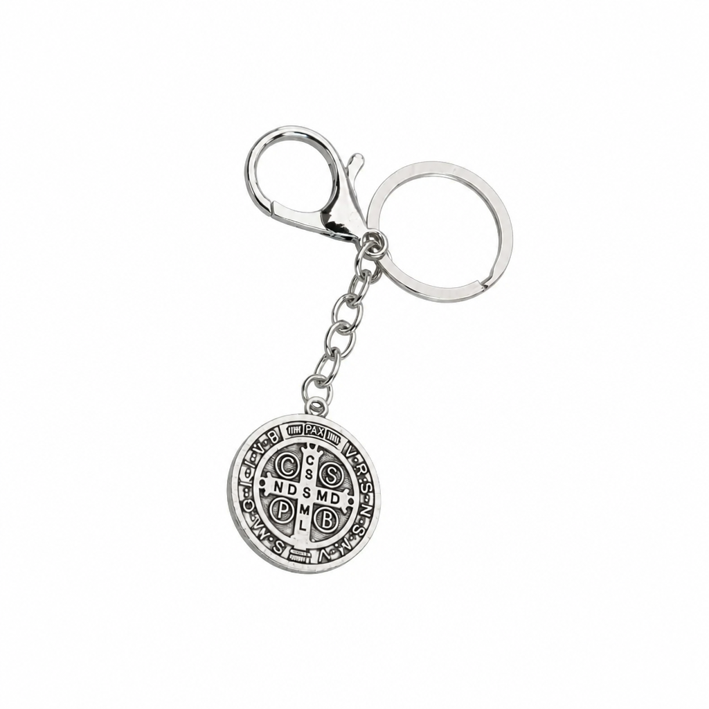 Keyring Saint Benedict Medal in Silver