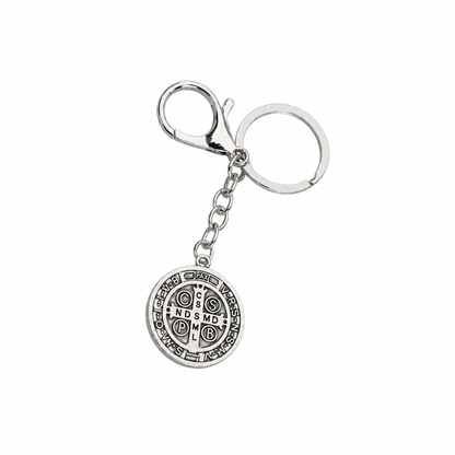 Keyring Saint Benedict Medal in Silver