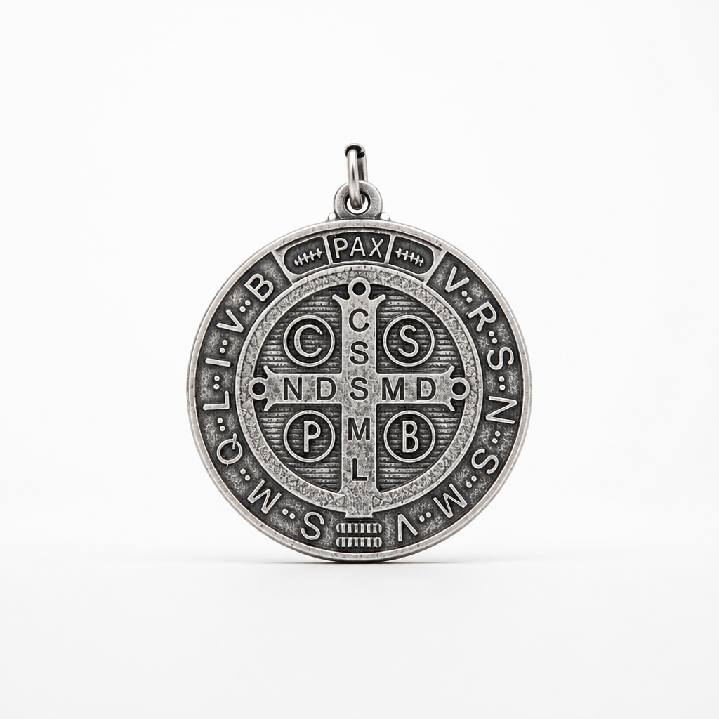 St. Benedict Medal | Large Silver Pendant + Necklace or Pendant only