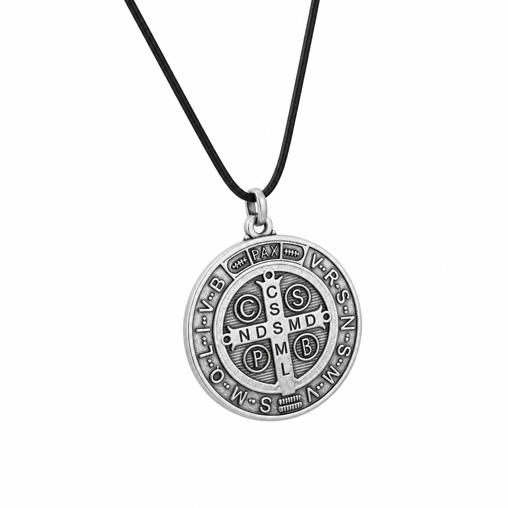 St. Benedict Medal | Large Silver Pendant + Necklace or Pendant only