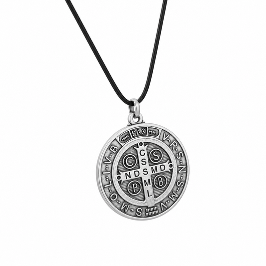 St. Benedict Medal | Large Silver Pendant + Necklace or Pendant only