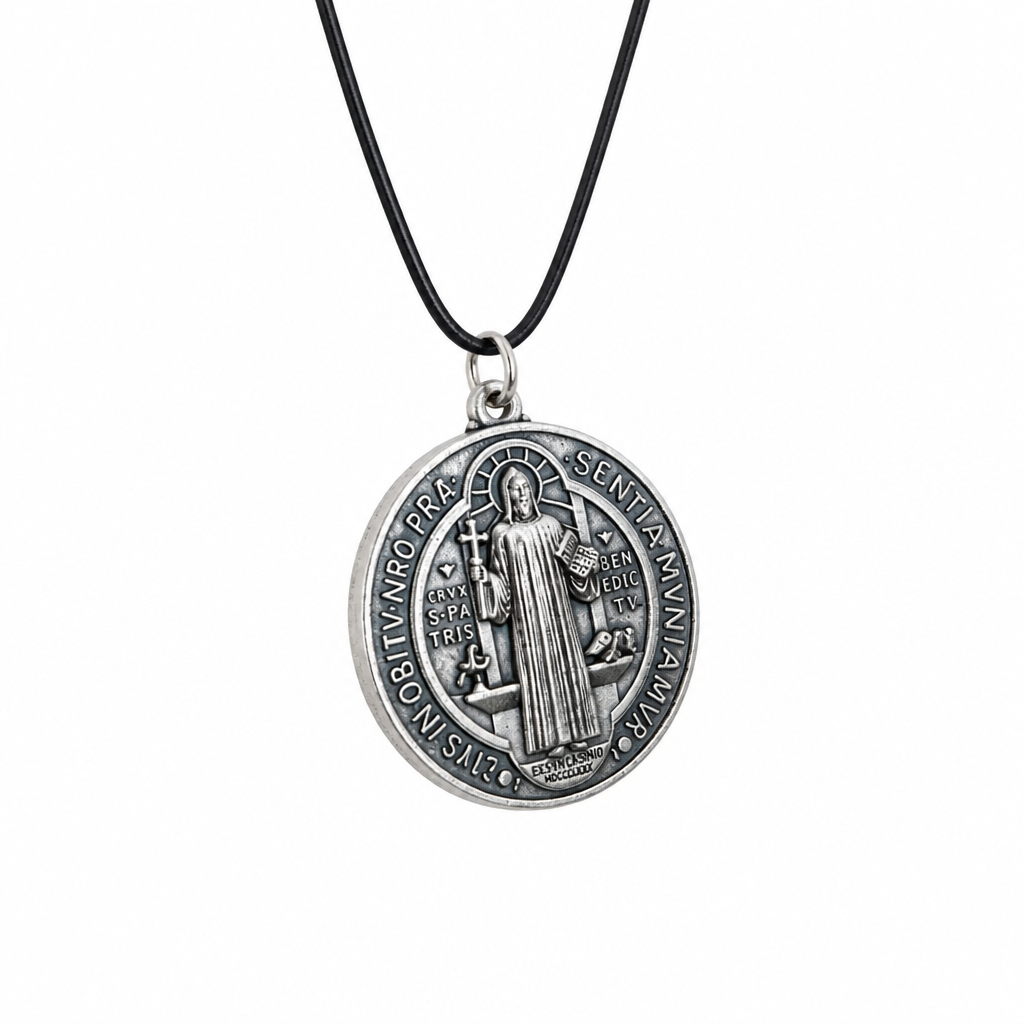 St. Benedict Medal | Large Silver Pendant + Necklace or Pendant only