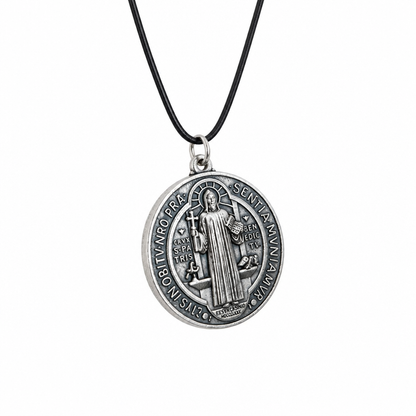 St. Benedict Medal | Large Silver Pendant + Necklace or Pendant only