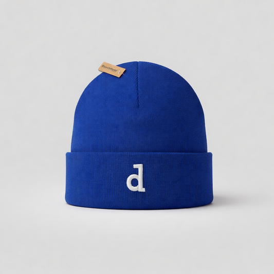 Kids Beanie Dinamo Zagreb d Blue beanie with a white logo on a light gray background