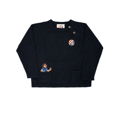 Kids Set Dinamo (Top + Bottom) Black sweatshirt with embroidered designs on a white background
