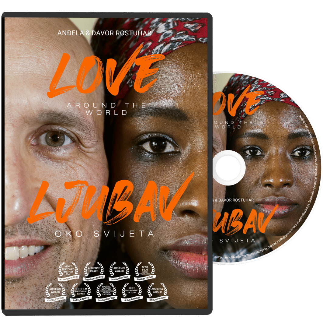 Love Around the World – Book + DVD (English) DVD cover with two faces and text 'Love Around the World' and 'Ljubav oko Svijeta'.