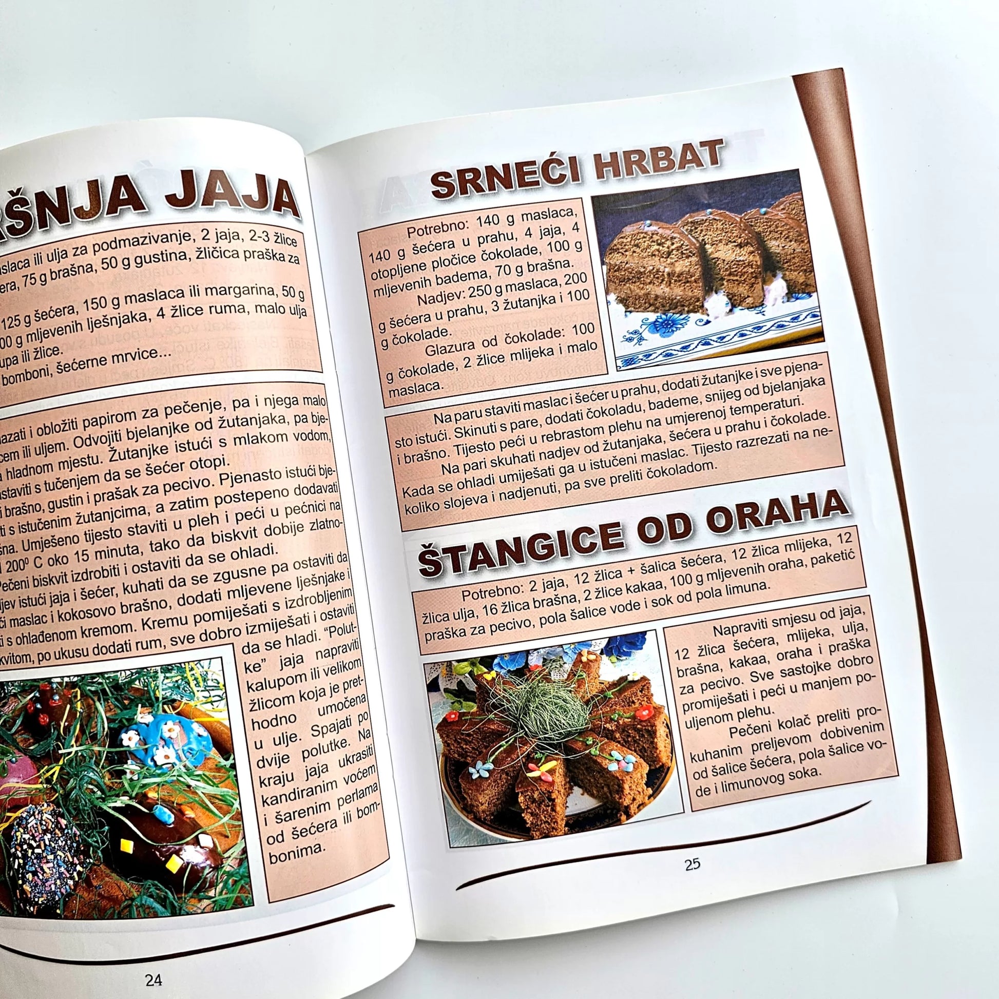 Naši Najljepši – Kolači Open book with recipes and images of food on a white background