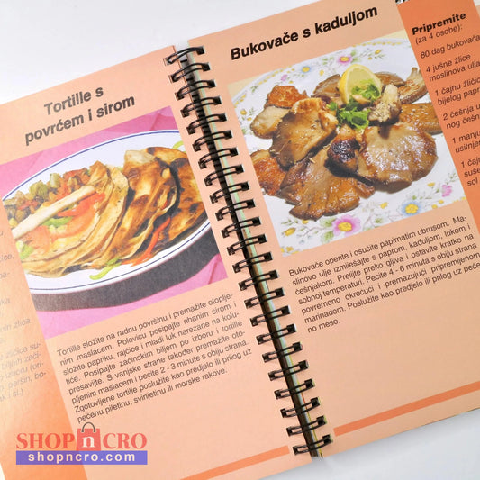 ROŠTILJ u Domu i Prirodi Open cookbook showing pages with food images and text