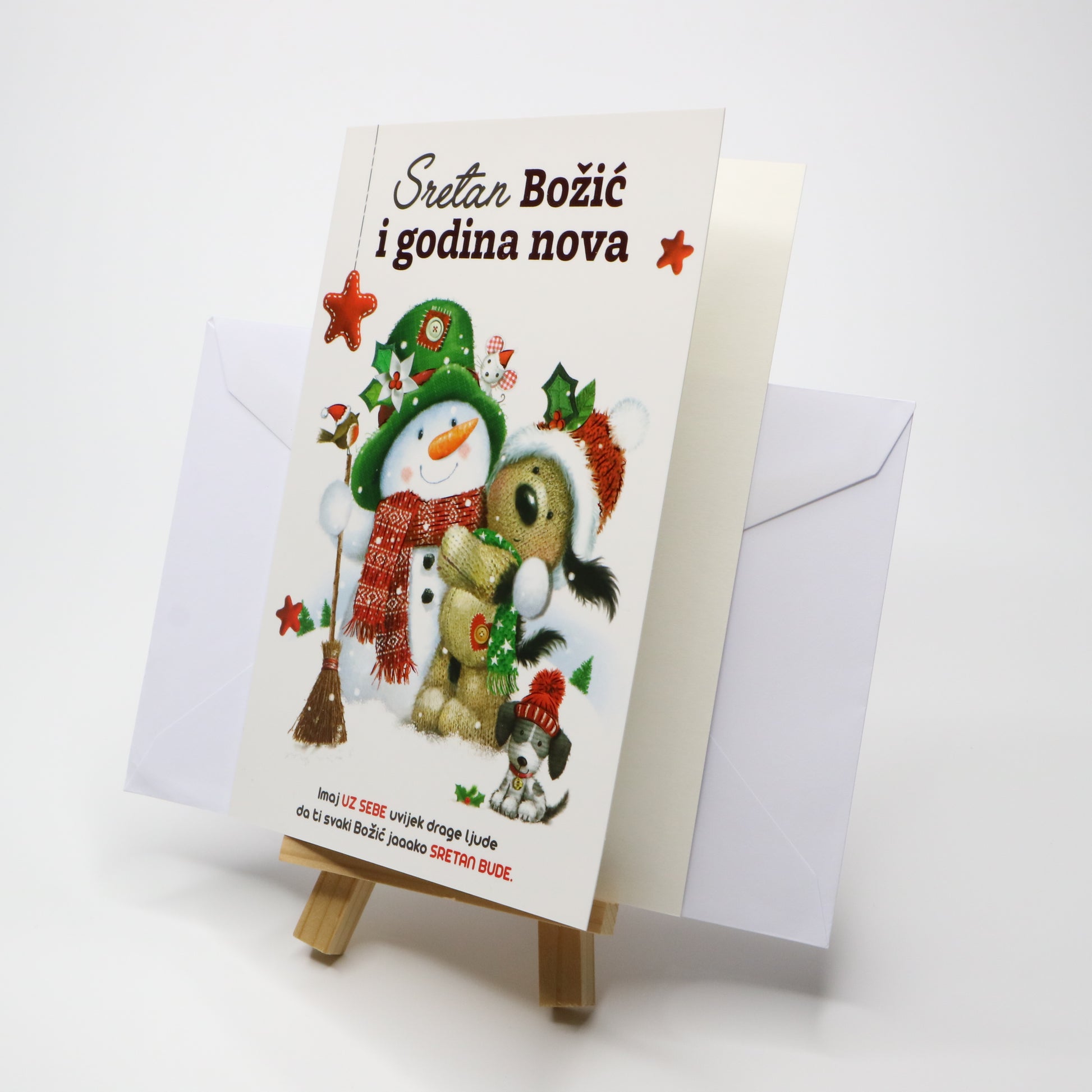 Sretan Božić Snowman Christmas Greeting Card