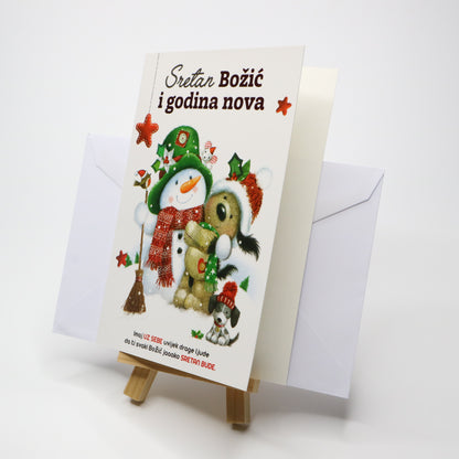 Sretan Božić Snowman Christmas Greeting Card