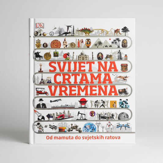 Svijet Na Crtama Vremena (World on the Lines of Time) Book cover with illustrations and text on a white background