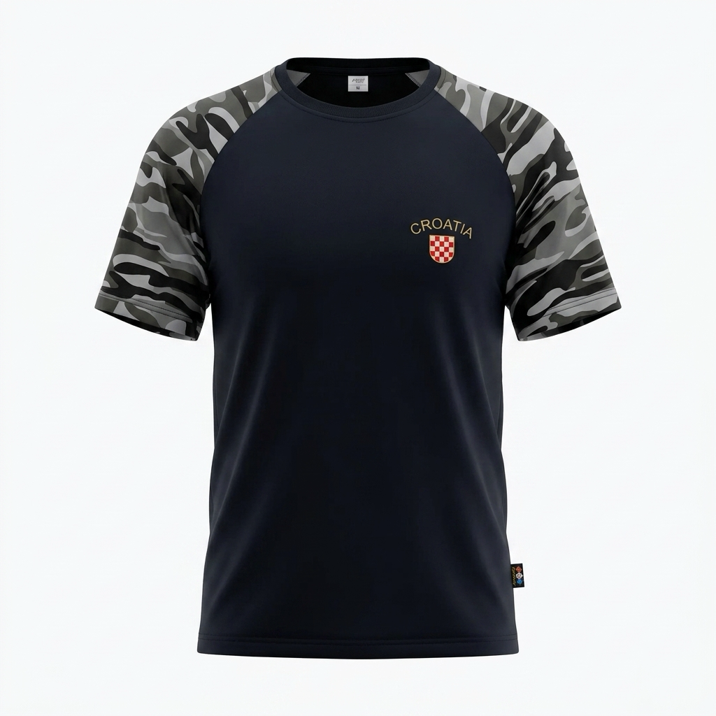 T-shirt Croatia Camo Prvo Bijelo Polje in black