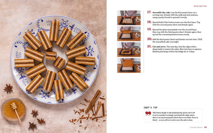 Croatian Sweets: Cookbook in English LanguagePlate of rolled dough with step-by-step recipe instructions on a beige background shopncro
